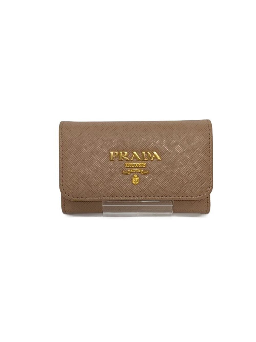 Prada Key Case Wallet Leather Beige Cream